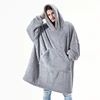 Winter Comfortable Loose Double-faced Fleece Hoodie Blanket Men/Women Oversized Thick Homewear Thick Fleece Giant Blanket Hoodie 5