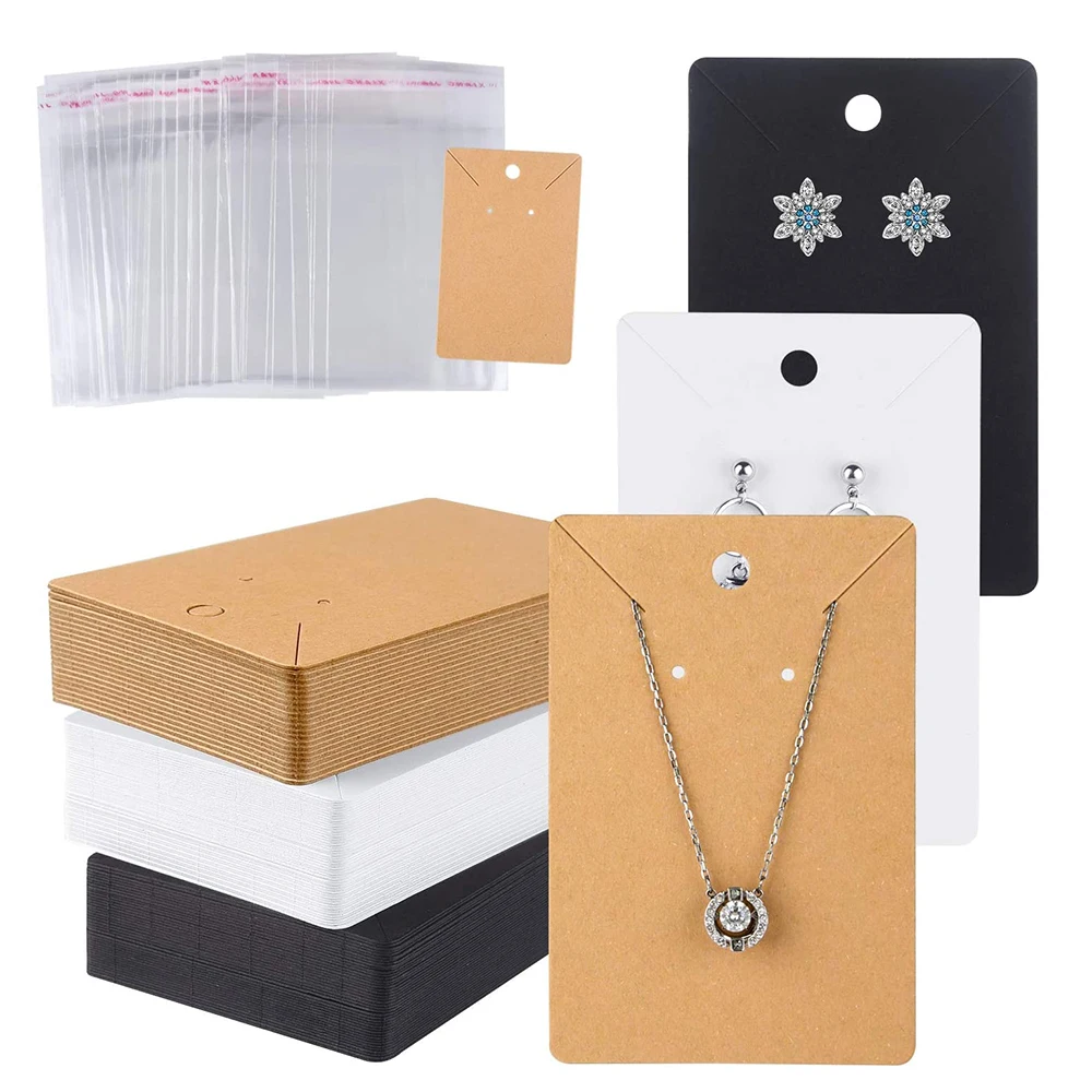 30pcs Earring Cards Necklace Display Cards with 30Pcs Self-Seal OPP Hang Bags for DIY Jewelry Retail Packaging Kraft Paper Tags 50pcs 2 5x3 5cm earring cards kraft paper card earring display tags self seal bags for diy jewelry packaging retail price lables
