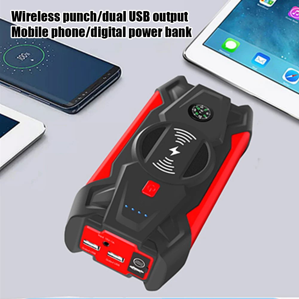 gooloo jump starter 28000mAh Car Battery Jump Starter Portable Emergency 12V Auto Battery Booster 5V/1A USB Output Wireless Charging LED Flashlight car jump starter