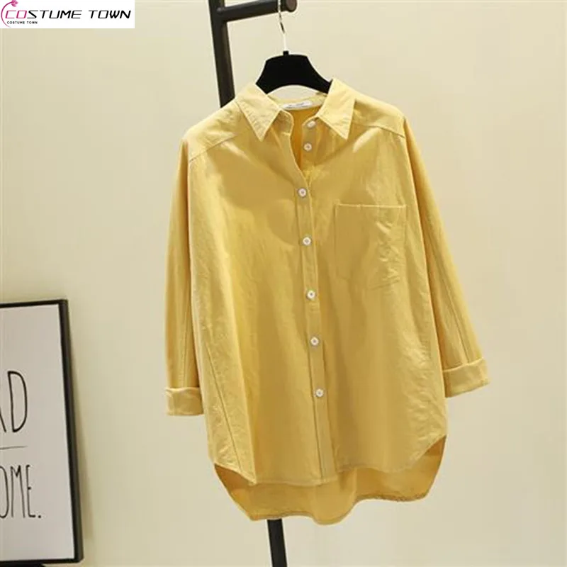 Pure Cotton Single Pocket Solid Color Long Sleeved Shirt 2024 Spring/summer New Korean Version Artistic Shirt Versatile Top укороченные брюки uniqlo cotton relaco artistic reef