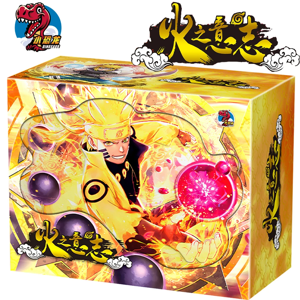 Naruto Will of Fire Gold Diamond Edition Premium Trading Cards Box with Exclusive Metal Card - Dinosaur Anime Collectible Set