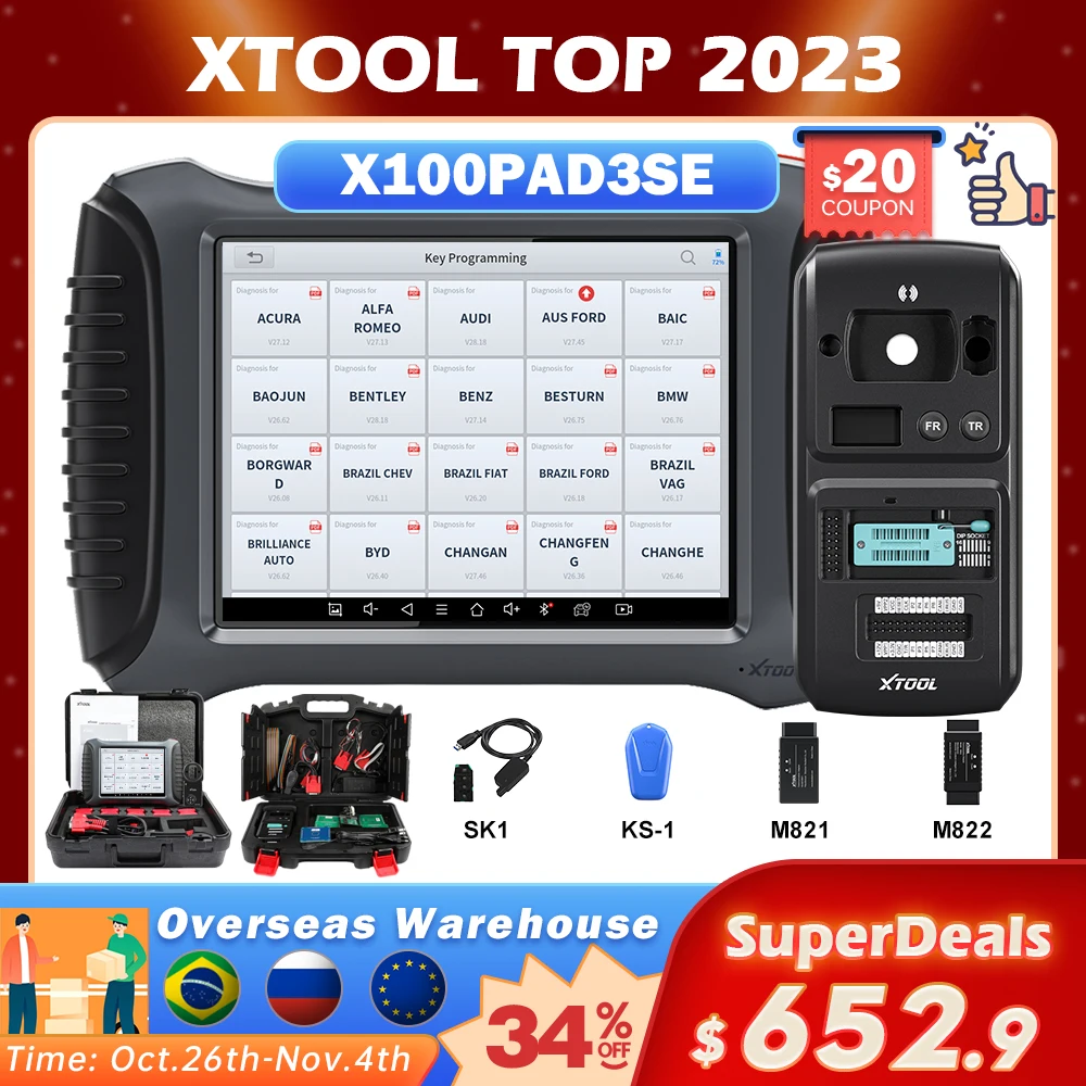 XTOOL X100 PAD3 SE 전문 키 프로그래머 OBD2 진단 도구, ECU 코딩 내장 CAN FD 양방향 제어, 최신