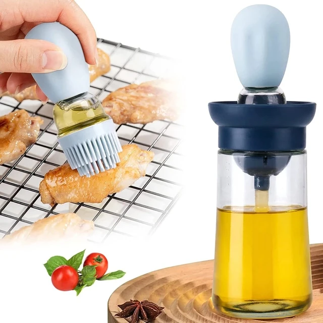 Bbq Olajkefék Ellenálló, Magas Hőmérsékletű Konyhai Sütésvezérlés Kvantitatív Olajkefe Olaj Adagoló Szilikon Palack Tartály
