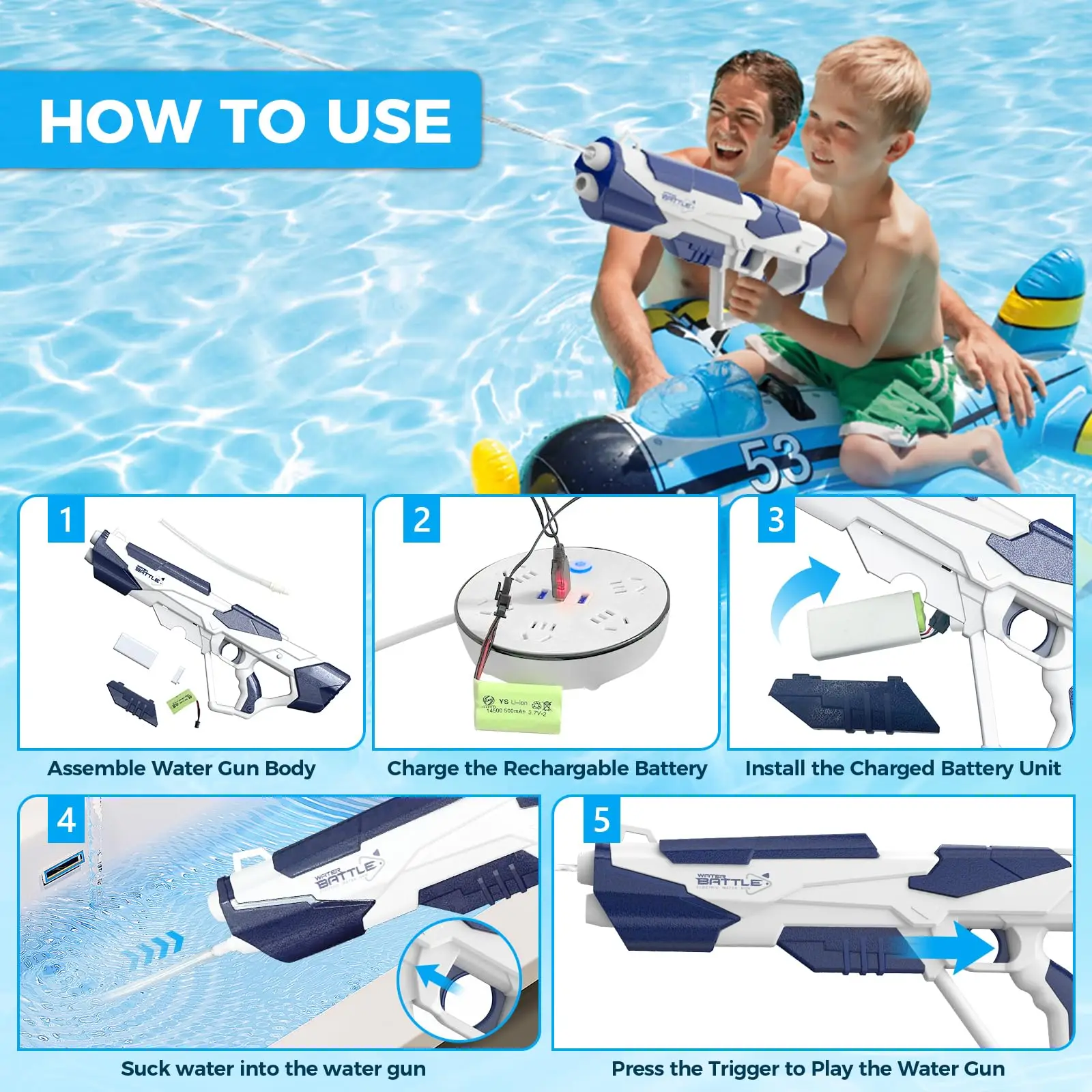 Electric Water Gun Squirt  Pistol space battle Guns Children pool Beach Outdoor Party Fight Shooting Toys for Boys Kid Games 4