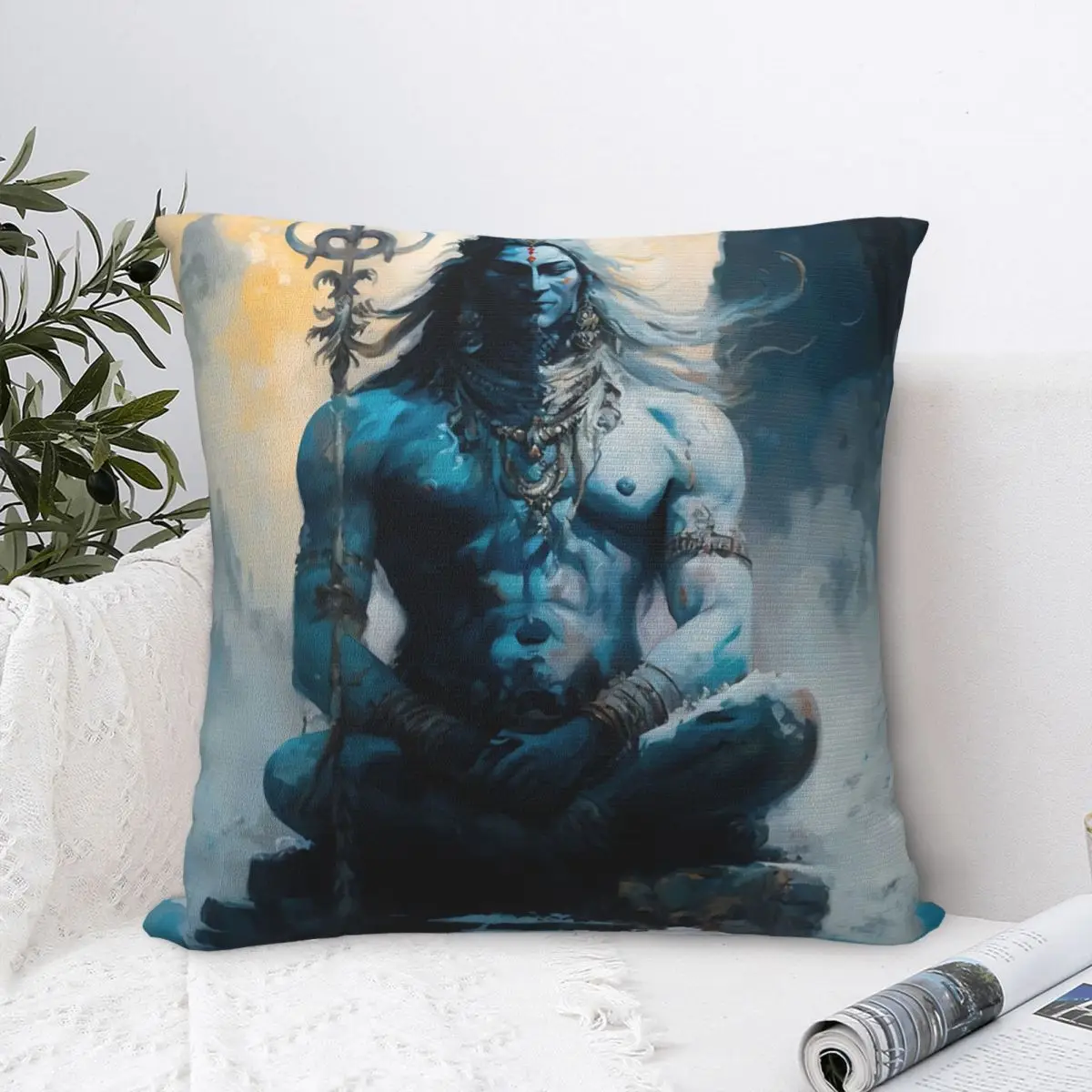 

Meditating Housewarming Polyester Cushion Cover Hindu India God Indian Gods Lord Shiva Sofa Decorative Cojines Throw Pillowcase