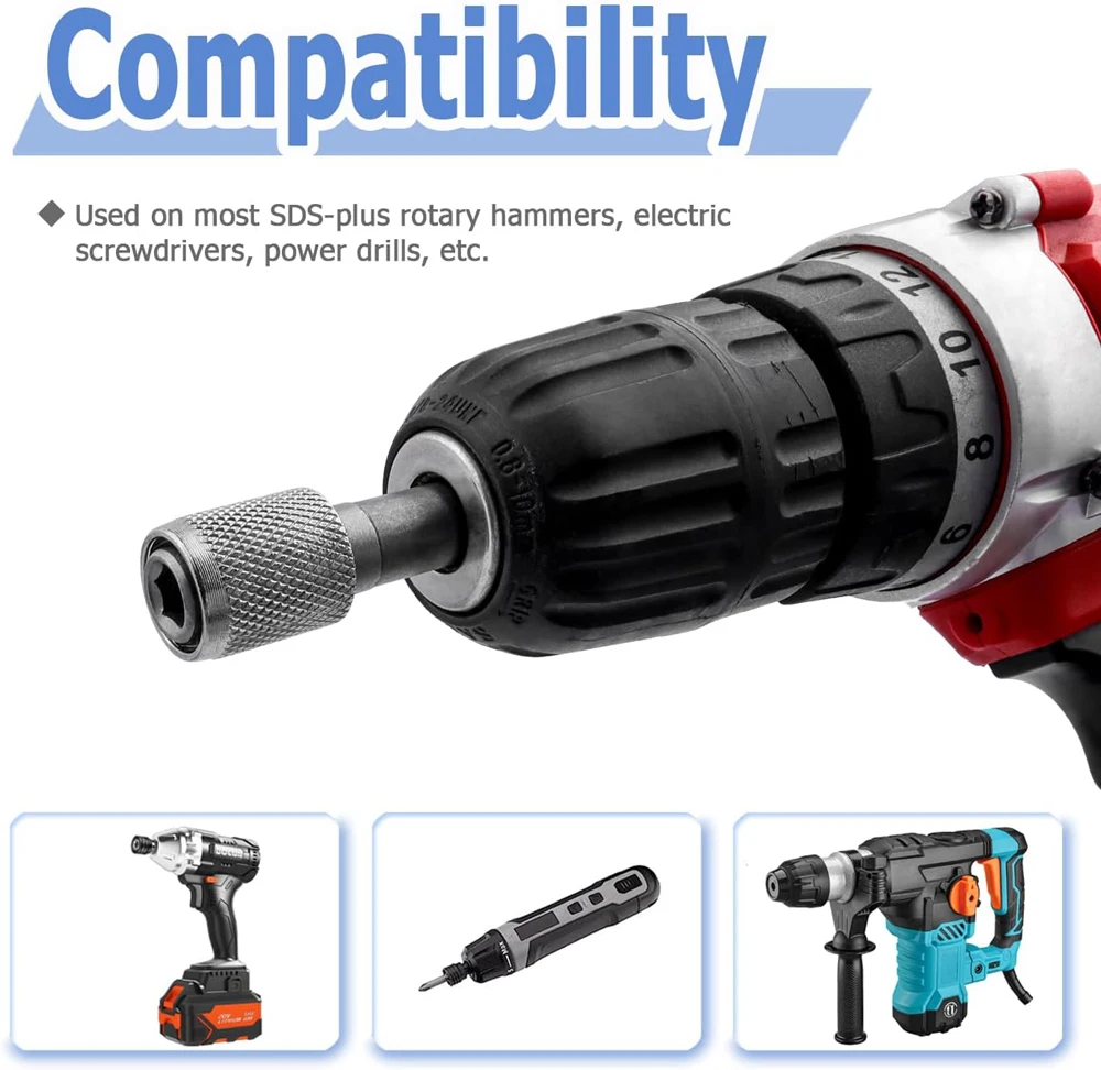 Electric Hammer Conversion Connecting Rod Sleeve SDS Round Shank 1/4 Hex Shank Adapter Converter Impact Drill Head Adapter
