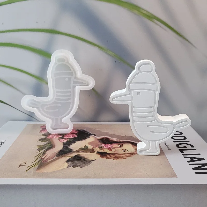 Cute Animal Ornament Silicone Mold Seagull Mould Plaster Cake Candle Molds Hooded Bird Plaster Car Candle Mold Resin silicone mold