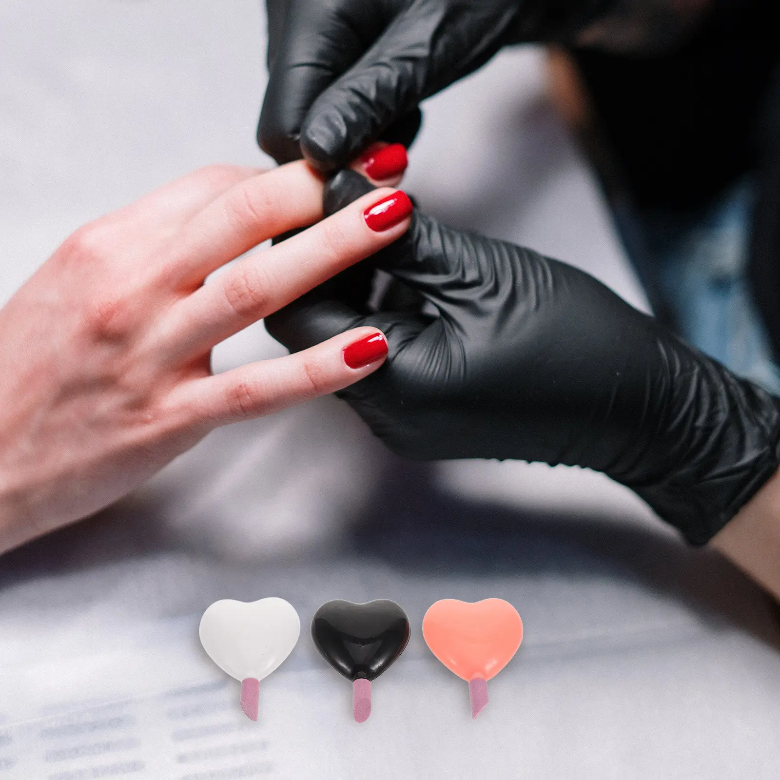 6종 세련된 하트 모양 네일 폴리쉬 리무버 및 버퍼 펜 세트 휴대용 큐티클 케어 도구 경석 매니큐어 필수품