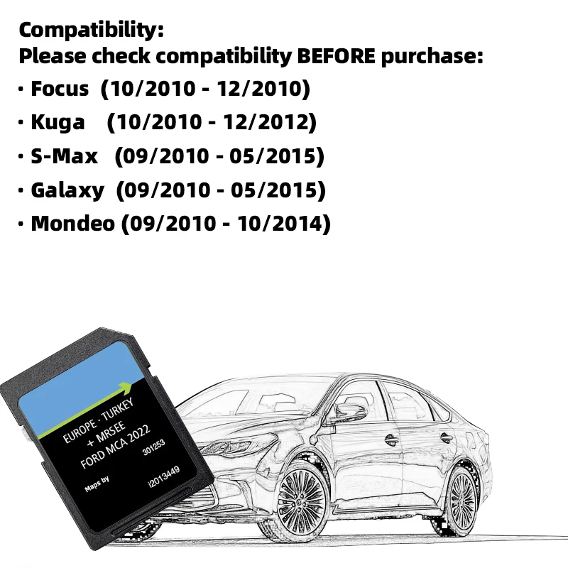 Newest for Ford MCA Navigation Sd Card Europe Map Mondeo Kuga Focus 2013416