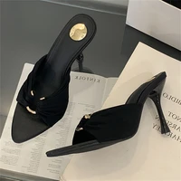 Eilyken Summer Woman Slippers Fashion Open Toe Thin High Heels Shoes Street Style Stripper Party Slides Zapatos De Mujer - Image 2