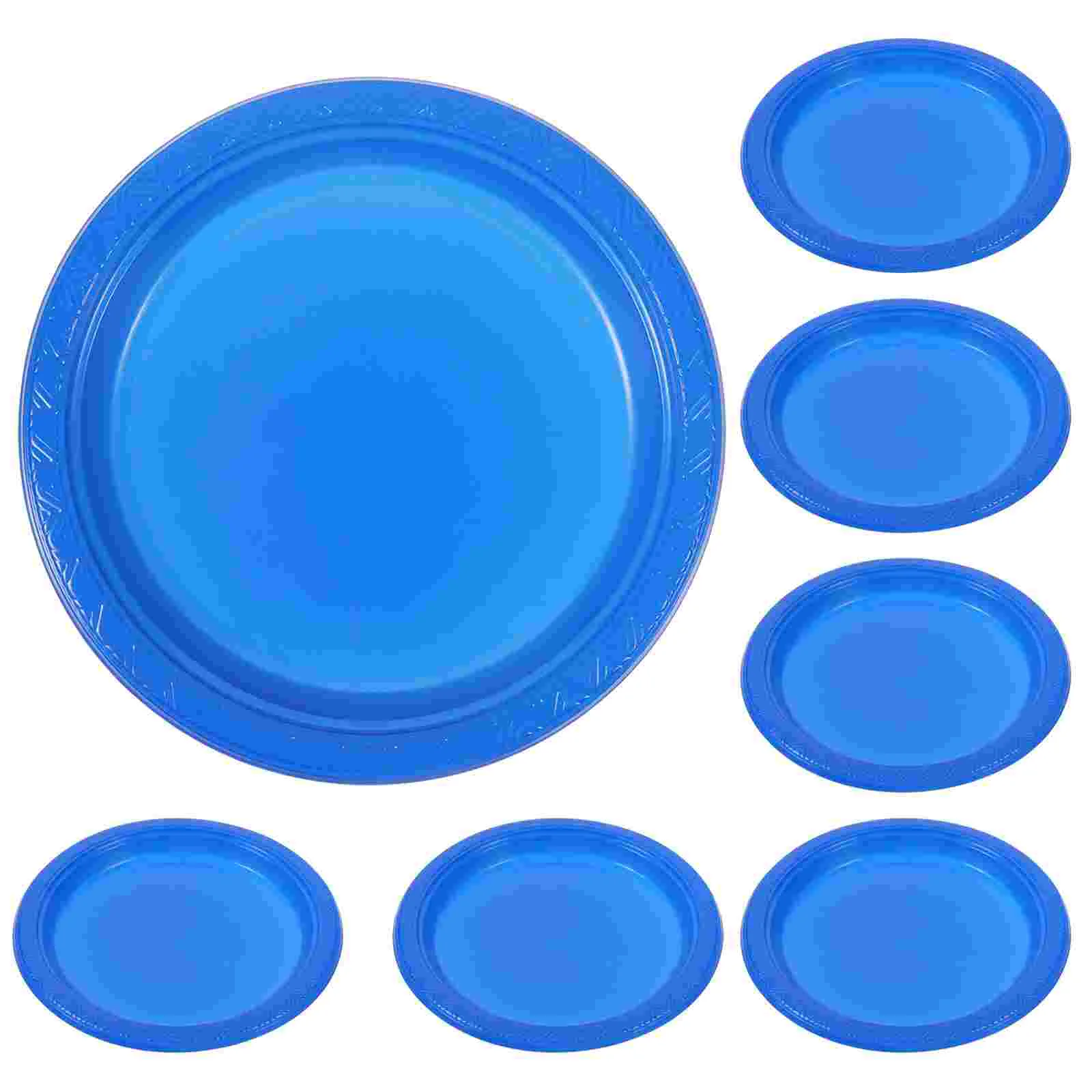 

20 Pcs Blue Round Paper Plate Party Food Containers Camping Barbecue Plates Multi-function