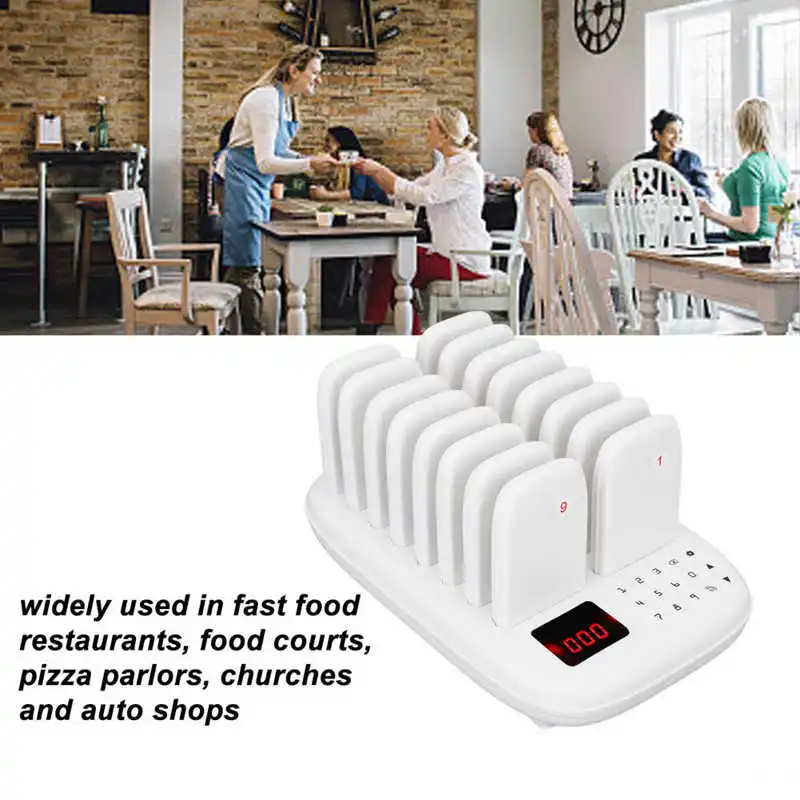 HL-668 Restaurant Pager Wireless Calling System 16 Pagers for Restaurant Coffee Shop Queuing System wireless calling system