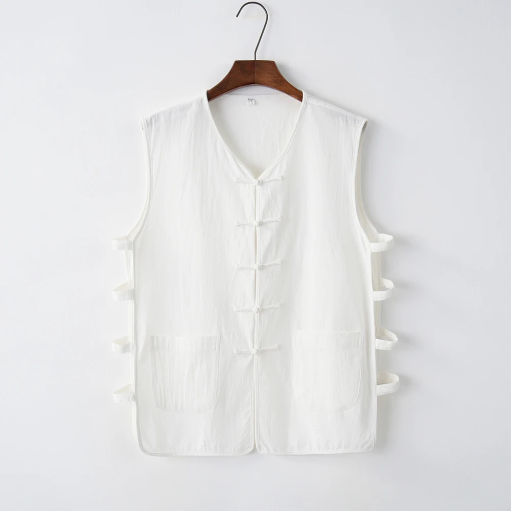 Traditional chinese style kung fu clothes man tai chi fashion Summer casual cotton and linen camisole vest