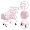 Wire Baskets for Storage Pantry Shopping Cart Toy Baby Stroller Small Supermarket Trolley Desk Pink Iron Children’s Toys 4