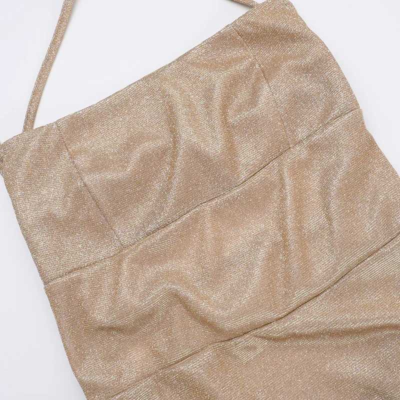 Glitter Backless Fashion Long Dress Women's Bandage Sexy Autumn Slim Sparkle Lace-Up Dress Ladies Party Dress Solid