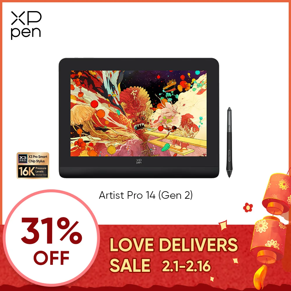 Xppen Artist Pro 14 16K Livelli Di Pressione Monitor Per Tablet Grafico Supporto Per Tastiera Gratuito Tilt Android Windows Mac Eyes Comfort