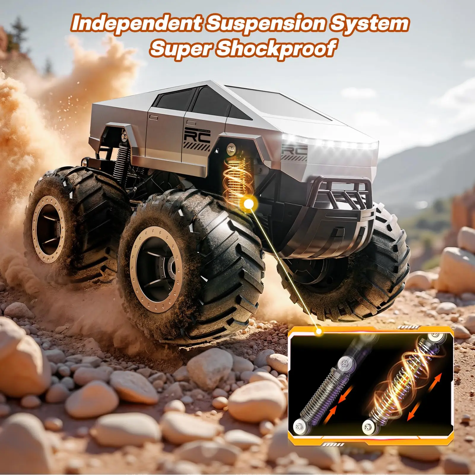 Camion RC 4WD Amphibie Tout Terrain - Batterie Lithium - Argent