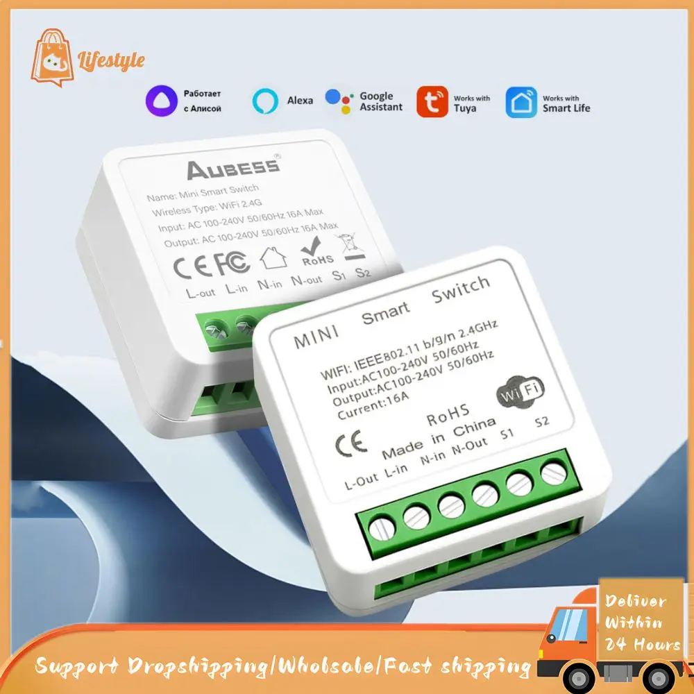 TuyaWiFiMiniSmartSwitch16ADIYLightSwitchesSupport2Way