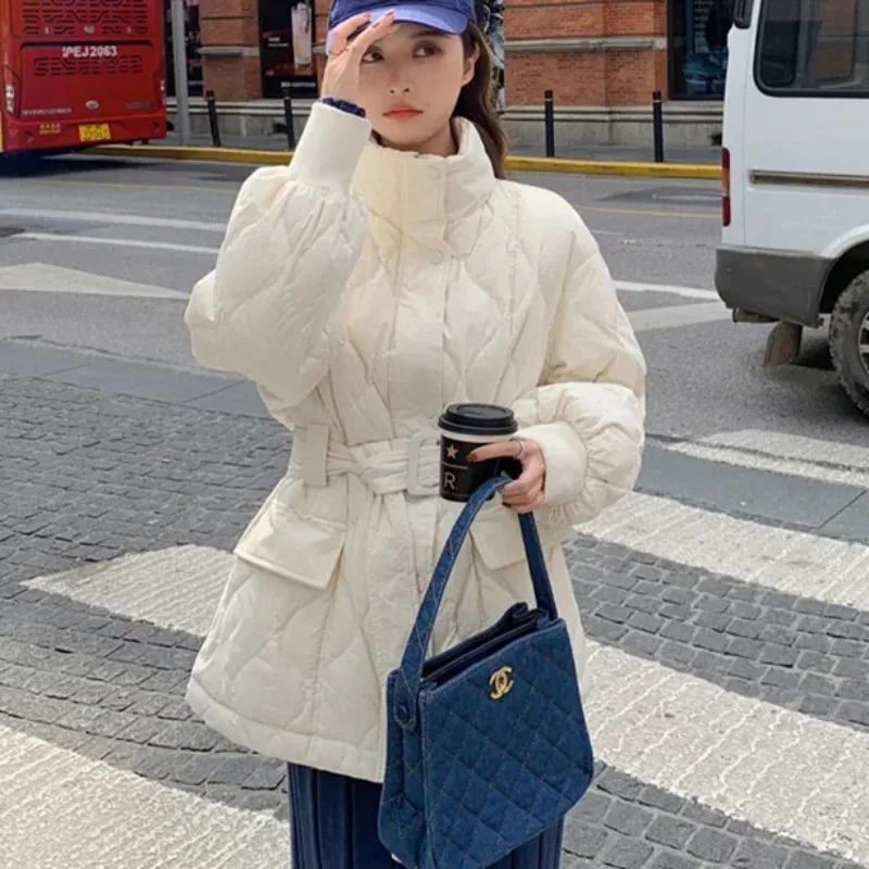 Casual Fashion Women Winter Hooded Coat Long Slim Warm Jacket Down Cotton Padded Jacket Outwear Parkas Elegant Lace Up 2023 New