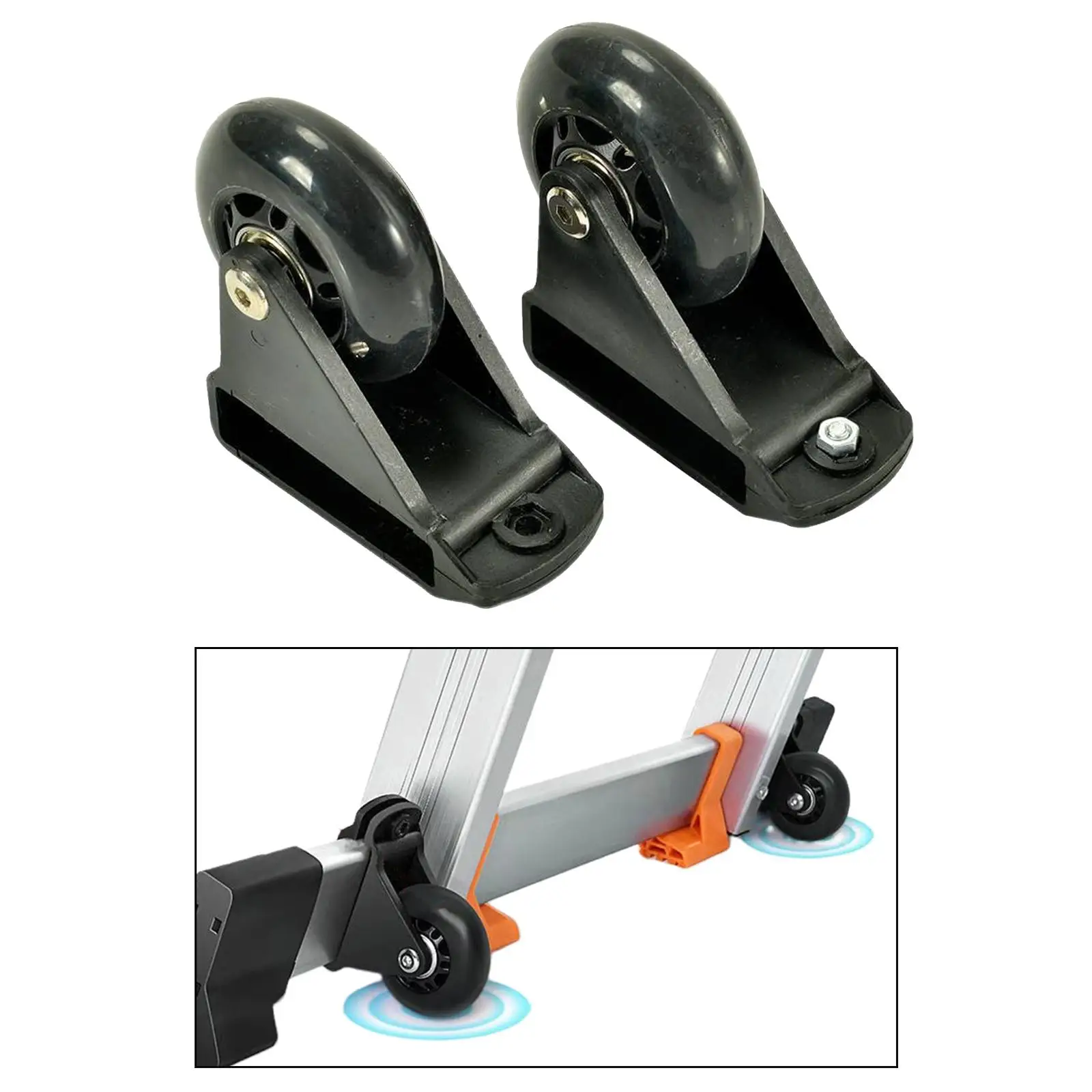 2Pcs Ladder Leveling Casters Convenient Heavy Duty 330 lbs Capacity Portable Ladder Caster Extension for Workbench Shelves
