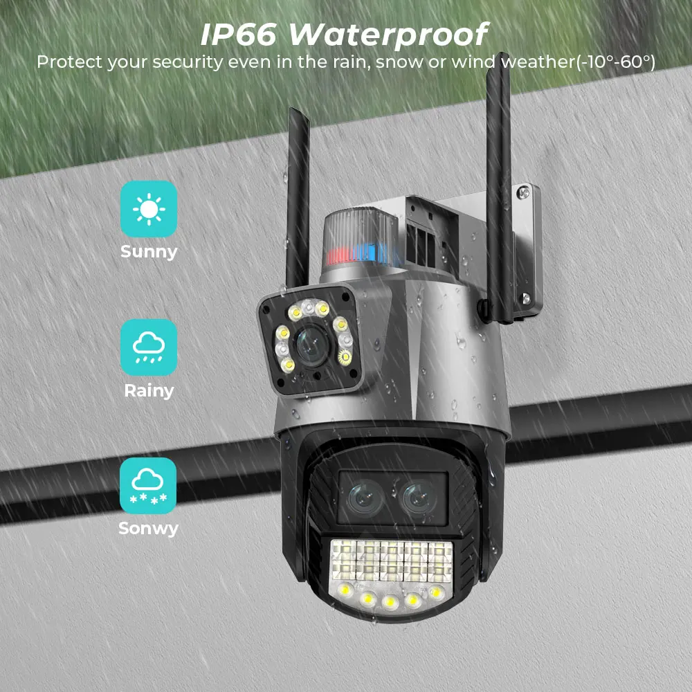 BESDER 9MP PTZ IP Camera Wifi 8X Digital Zoom Outdoor Dual Screens AI Auto Track