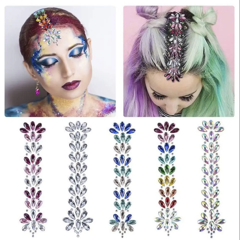 

3D Crystal Forehead Sticker Hair Glitter Rhinestone Decoration Music Festival Body Rhinestone Temporary Tattoo Stickers