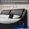 King Size Bed Frame with Headboard and Charging Ports Modern Low Profile King Platform Bed Frame with LED Lights Wave Like 5