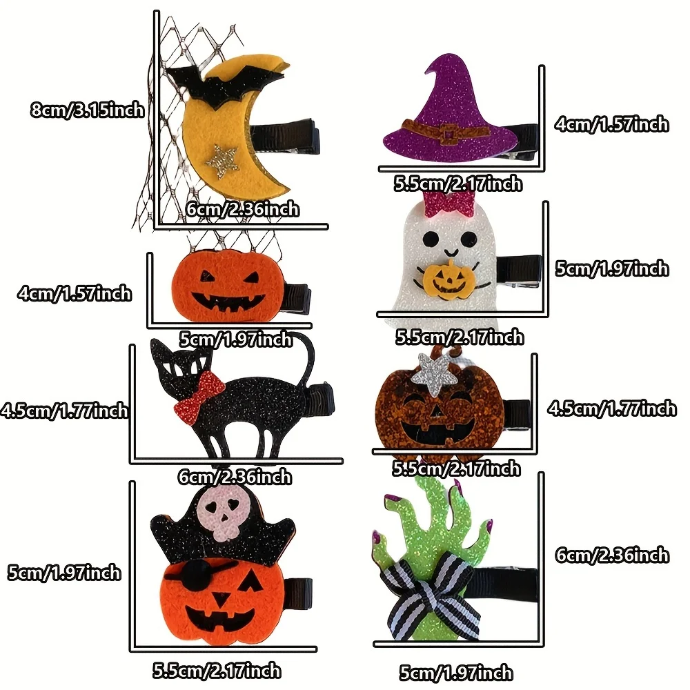 2 Pieces Halloween Headdress Funny Hairpins Personalized Bat Pumpkin Dress up Girls Hairpin Party