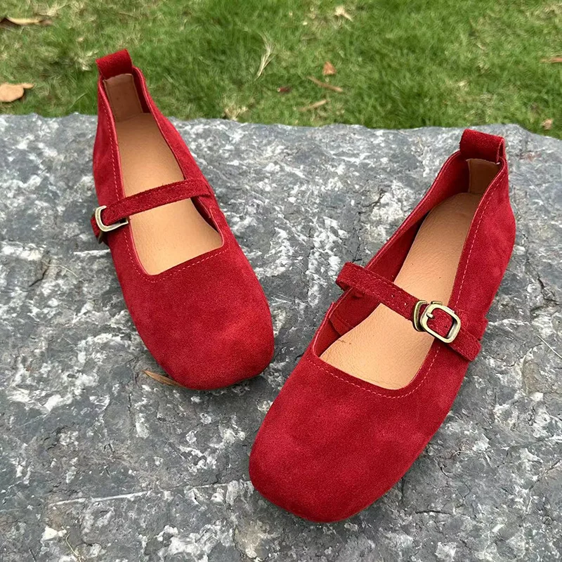 L2502  Round Toe Susde Leather Shoe For Women Soft Comfortable 2025 Spring New Style Shoes 5