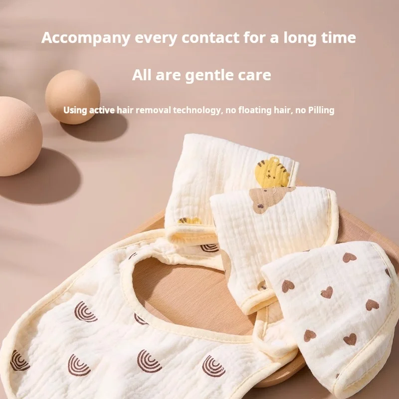 Geien 4Pcs Baby Bibs Burp Clothes Cotton Newborn Bibs Girls Boys Baby Stuff Infant Accessories Toddler Saliva Towels Care