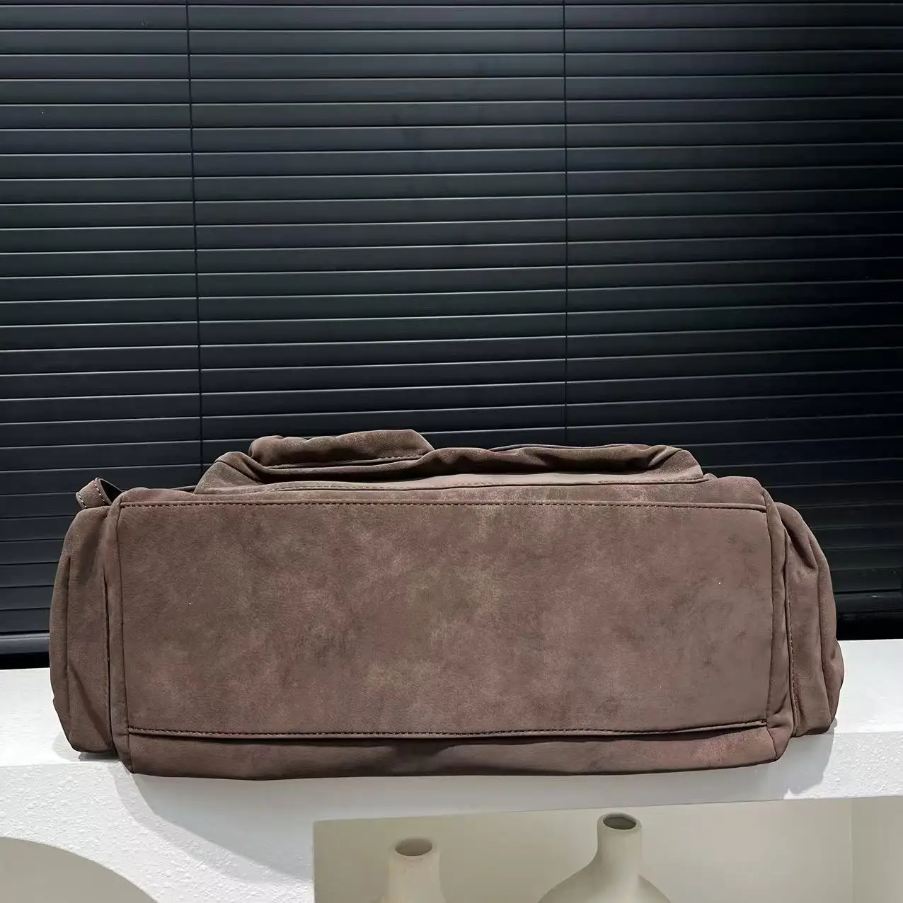 Women's Fashion Vintage Washed Soft Leather Tote Bag Large Capacity Commuter Multi-Pocket Shoulder Messenger Bag