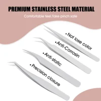 Hot Sale Professional 402 Stainless Steel Ergonomically Eyelashes Tweezers High Precision Anti-Static Makeup Tools Easy to Use 2