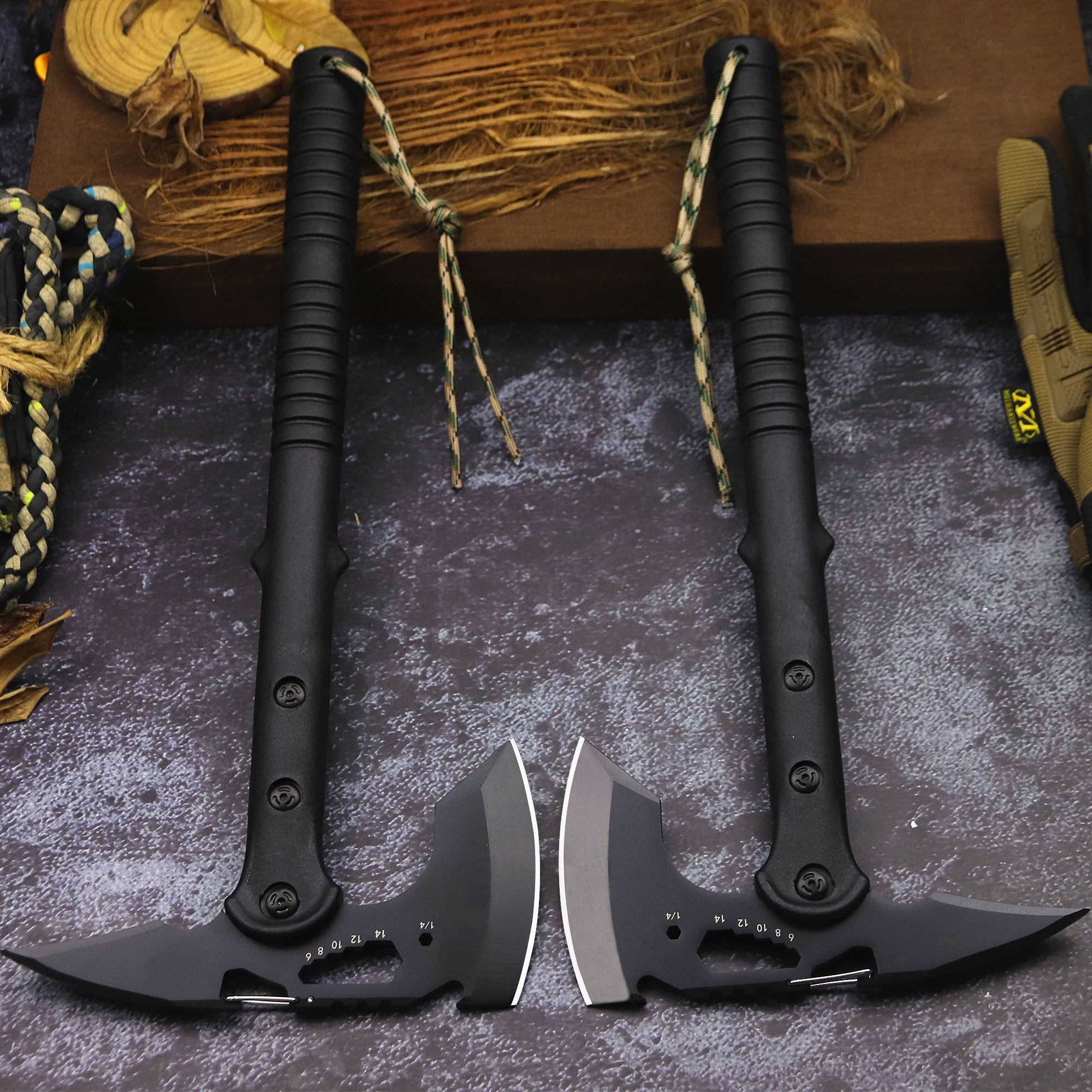 Description Picture 6 of itemBA-KOR black fiberglass handle multi-purpose camping axe, outdoor tree chopping firewood axe, survival manual axe