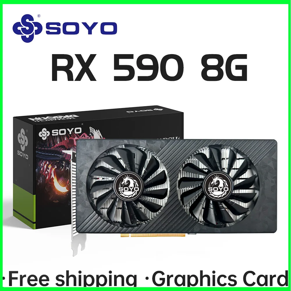 SOYO AMD RX 590 8GB Placa De Video Gaming Graphics Card GDDR5