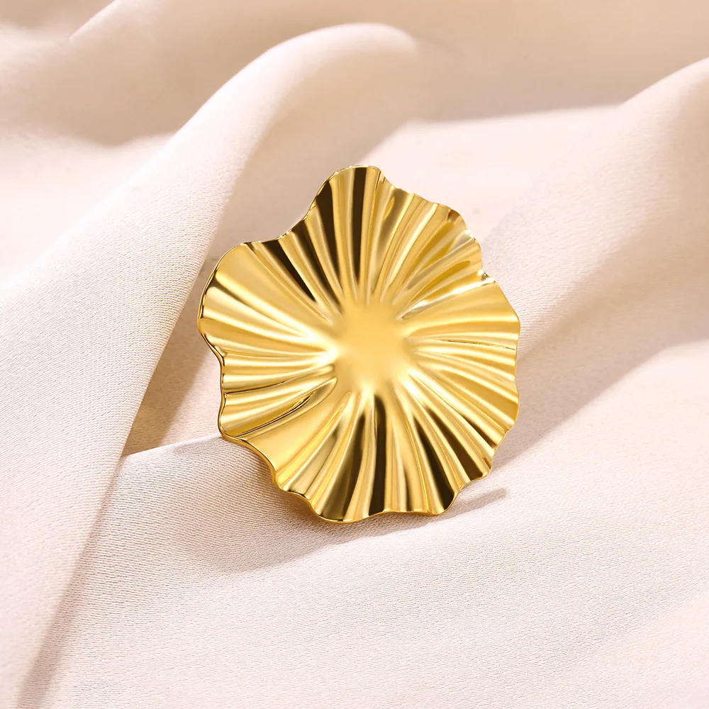 Exaggerated Big Sunflower Open Ring Bohemian Jewelry Wedding Gift For Women Stainless Steel