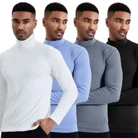 Men's autumn and winter plus size solid color turtleneck bottoming shirt casual Joker fashion young men long sleeve warm T.