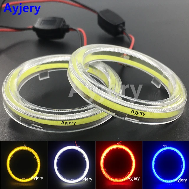 2X COB LED Angel Eyes Headlight 12V Halo Rings With Cover 60/80/95/100/120mm Car Daytime Running Motorcycle DRL Light Fog Lamps