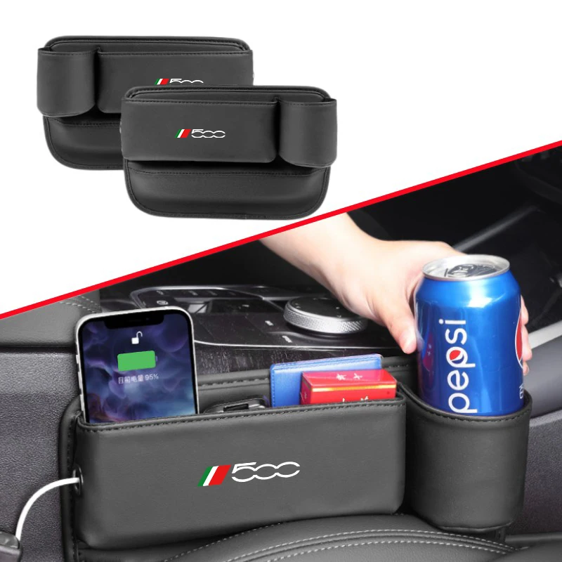 Seggiolino Auto Gap Filler Storage Box Portabicchieri Per Acqua Accessori Per Fiat 500 500C 2012 500X 500L Abarth 695