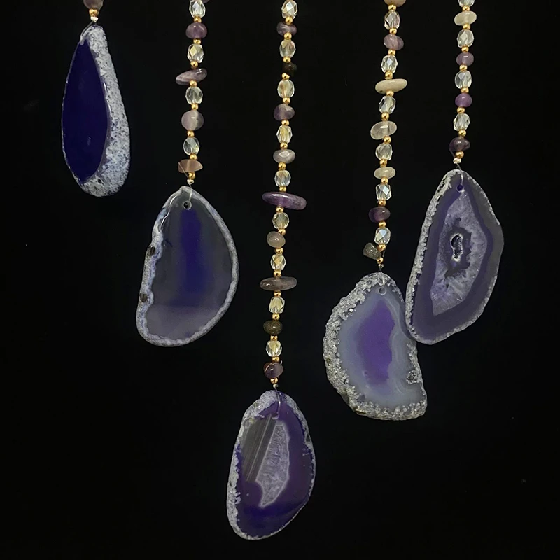 Agate 7 Chakra Gemstone Moon Dream Catchers Wall Hangings Room Garden Decor dream catcher wall decoration