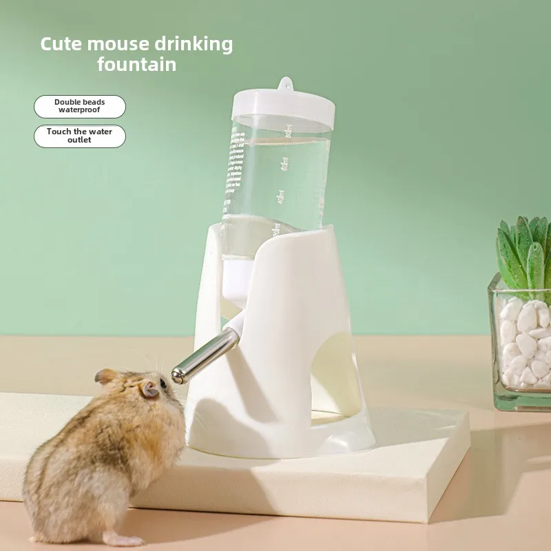 Hamster Water Dispenser with Metal Bracket-8oz Auto Waterer, One-Click Lock System, BPA-Free Plastic for Syrian/Dwarf Hamsters