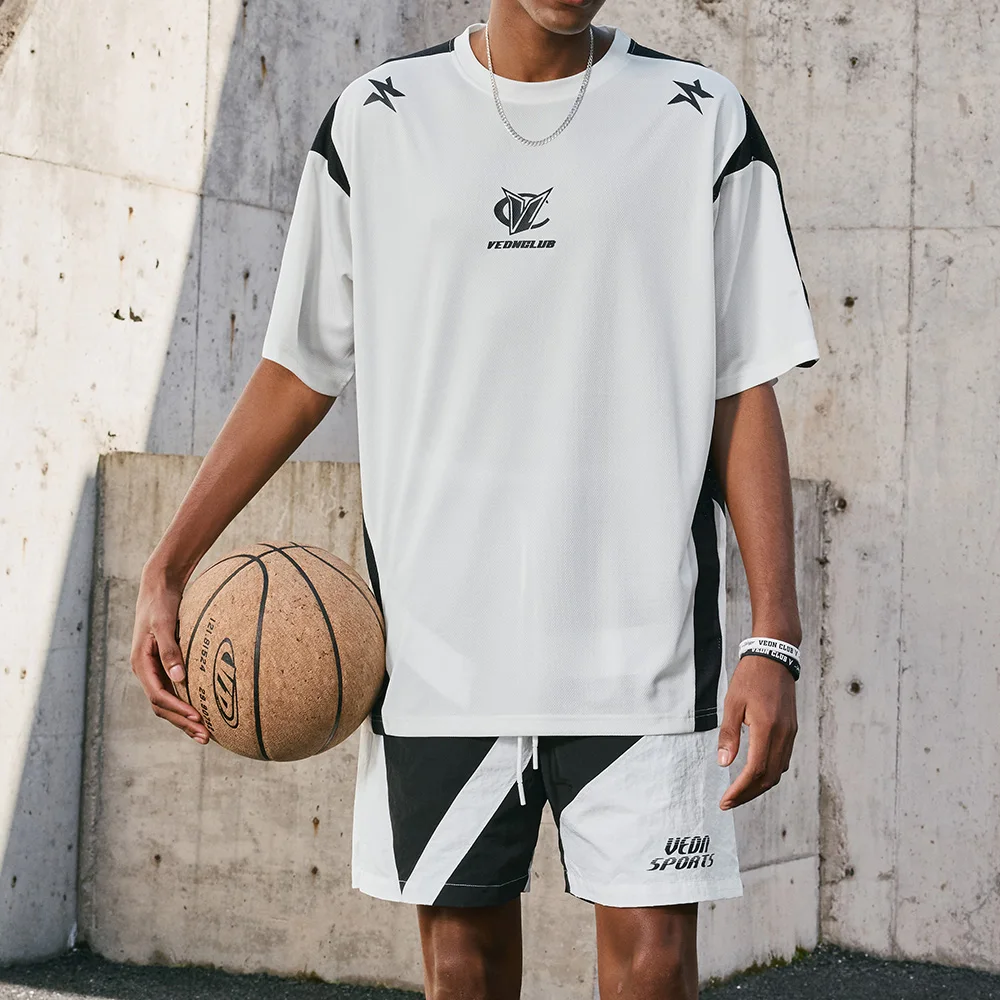 Veidoorn Mens Oversize Sport T-Shirt Breathable Polyester Quick Dry Athletic Jersey for Basketball Running Training Tops