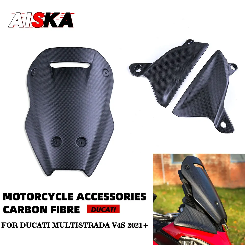 

Motorcycle 3K Carbon Fiber Front Fairing Windshield Wind Deflector Guard Kit For DUCATI Multistrada V4 V4S 2021 2022 Accessories