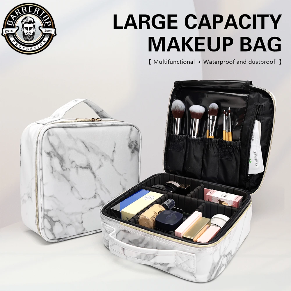 Marble Barber Shockproof Hair Scissors Case Bag High-capacity Resistance Trimmer Suitcase Waterproof Make Up Barber Tool Box
