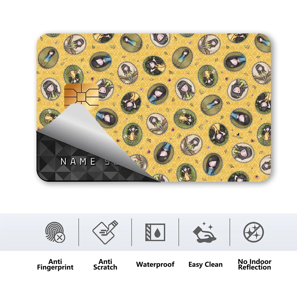 Cartoons S-Santoro Gorjuss Anime Spend Or Save Funny Shell On Off Ultra Thin No Fade Sticker Skin Cover Film Debit Credit Card