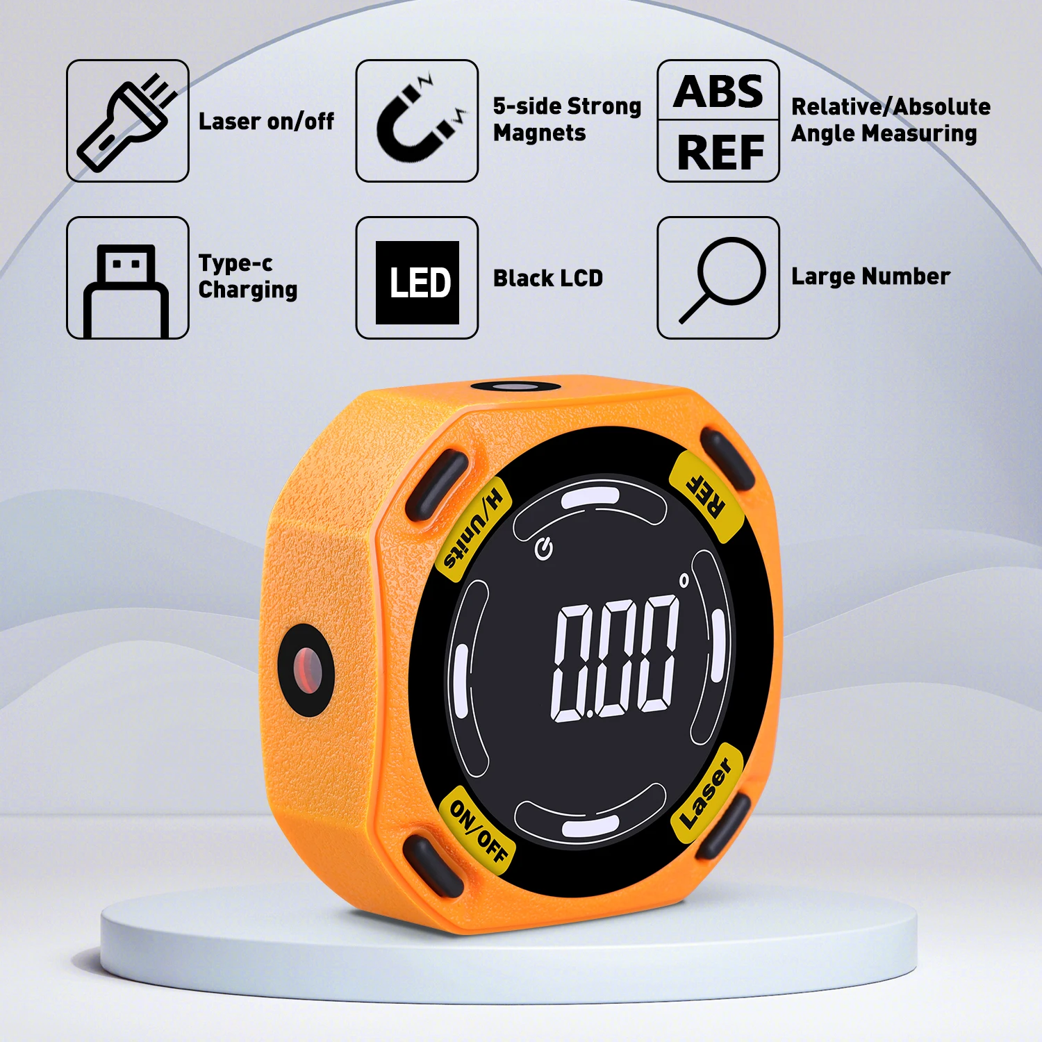 RZ Laser Angle Finder Digital Inclinometer 3-in-1 Line Protractor 4X90 Degree Angle Gauge Level With Laser Horizontal Vertical 5