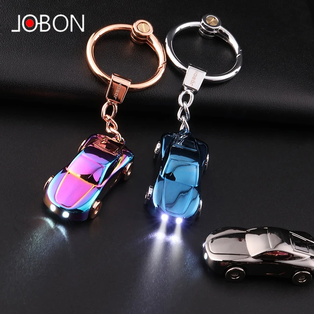 Key Chain Flashlight, JOBON Zinc Alloy Car Keychain with 2 Modes LED Light, Key