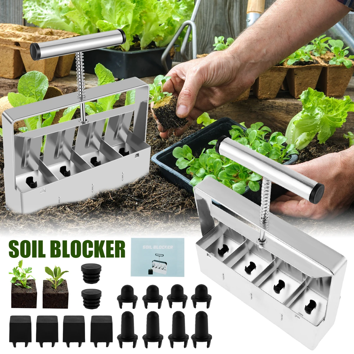 

Soil Block Maker Micro Soil Blocker Set Hand-held Ergonomic Soil Blocking Tool Stainless Steel Plant Transplantation Seedling