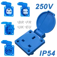 IP54 Waterproof Rating EU UK Brazil French German Outdoor Socket 16A 250V Industrial Grade Panel Mount Socket Electrical Sockets 1