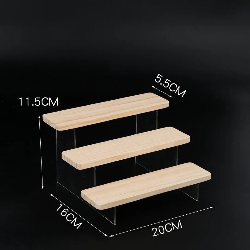 Présentoir étagère En Bois Et Acrylique - 1 à 5 Niveaux (taille 20 Cm) - Pour Rangement Déco, Cosmétiques, Collection - 6