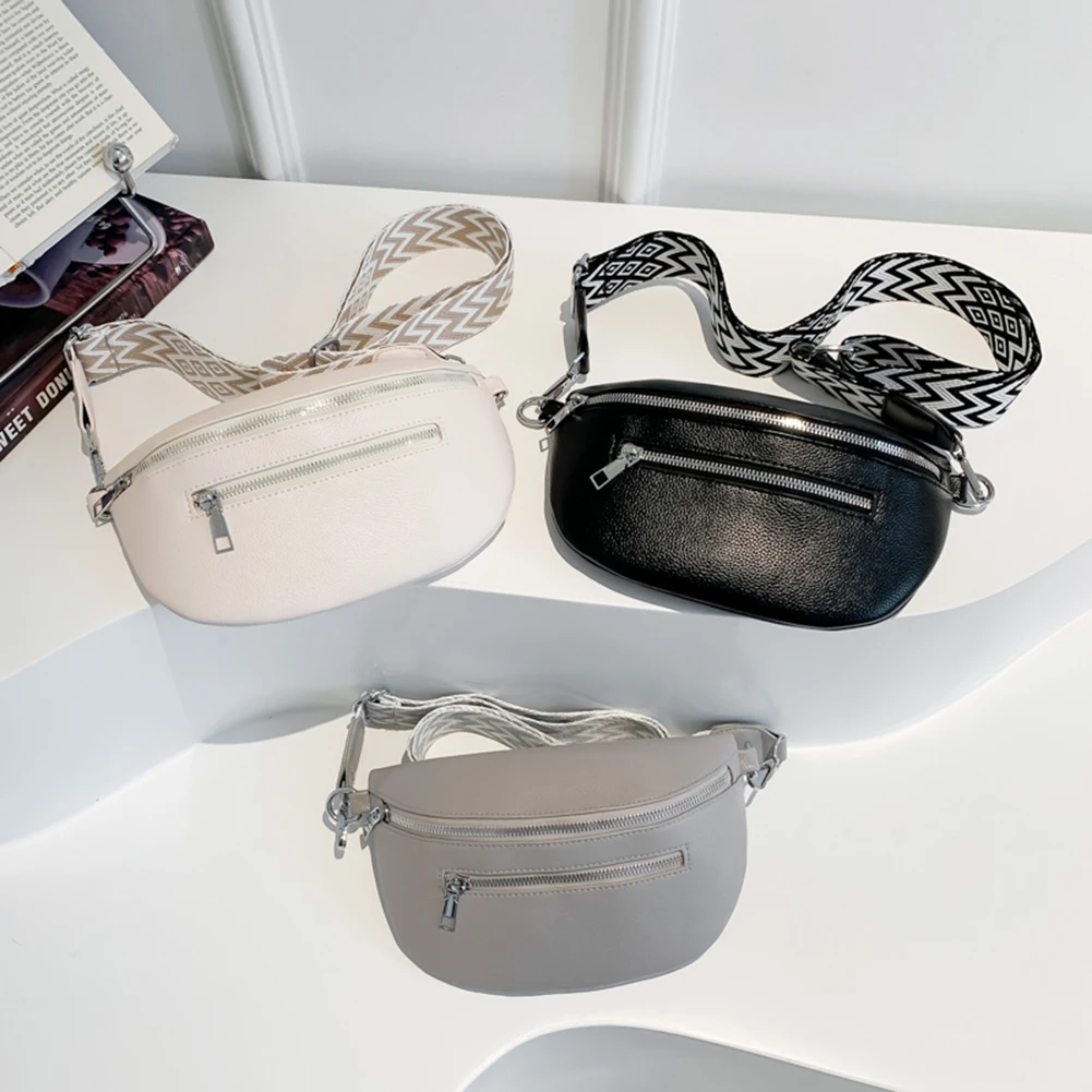 Women Stylish Crossbody Bag with Wide Strap Simple Shoulder Bag PU Leather Fashion Sling Bag Travel Outdoor Bag